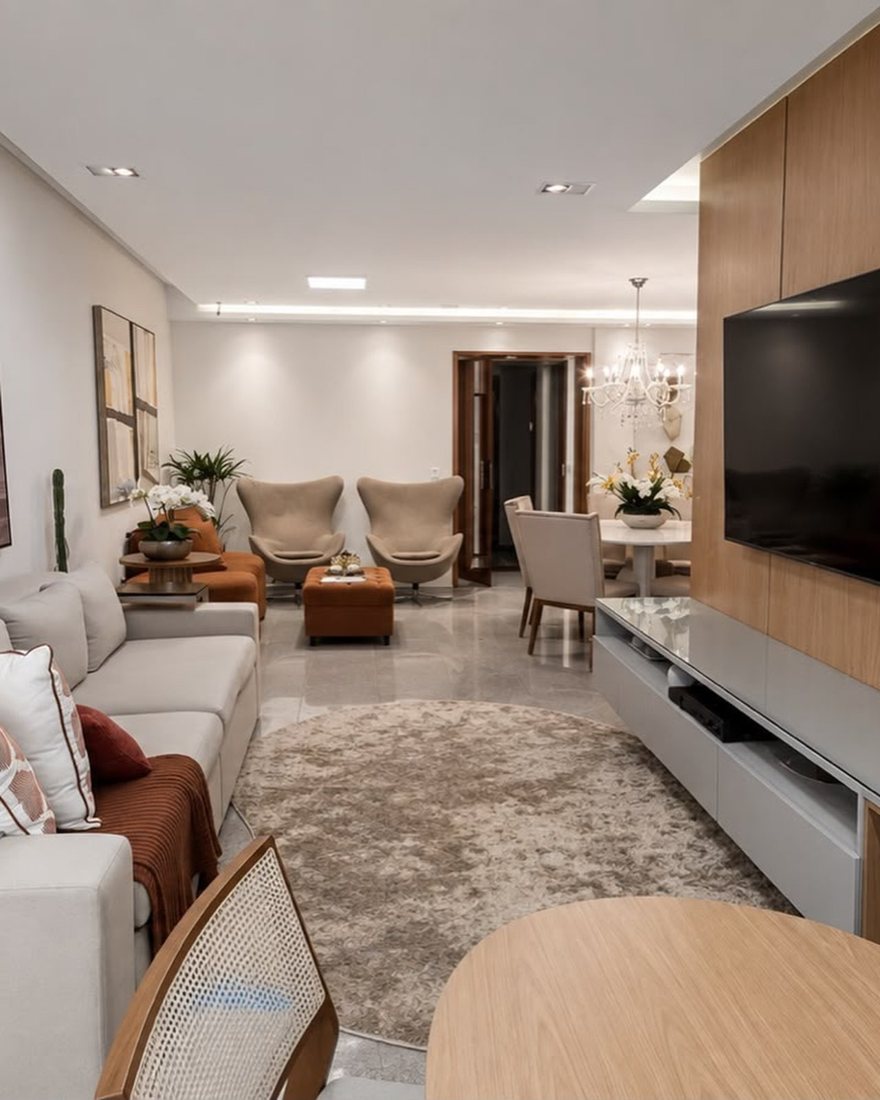 Sala de estar integrada — Edifício Resida